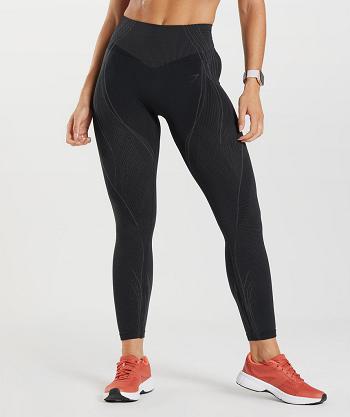 Legginsy Damskie Gymshark Apex Seamless Czarne Czarne Szare | PL 2222SGL